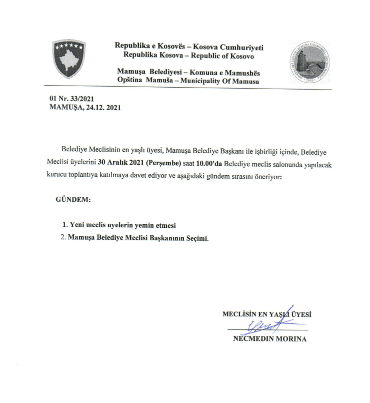 Mamuşa belediye meclis başkanlık seçimi yapılacak