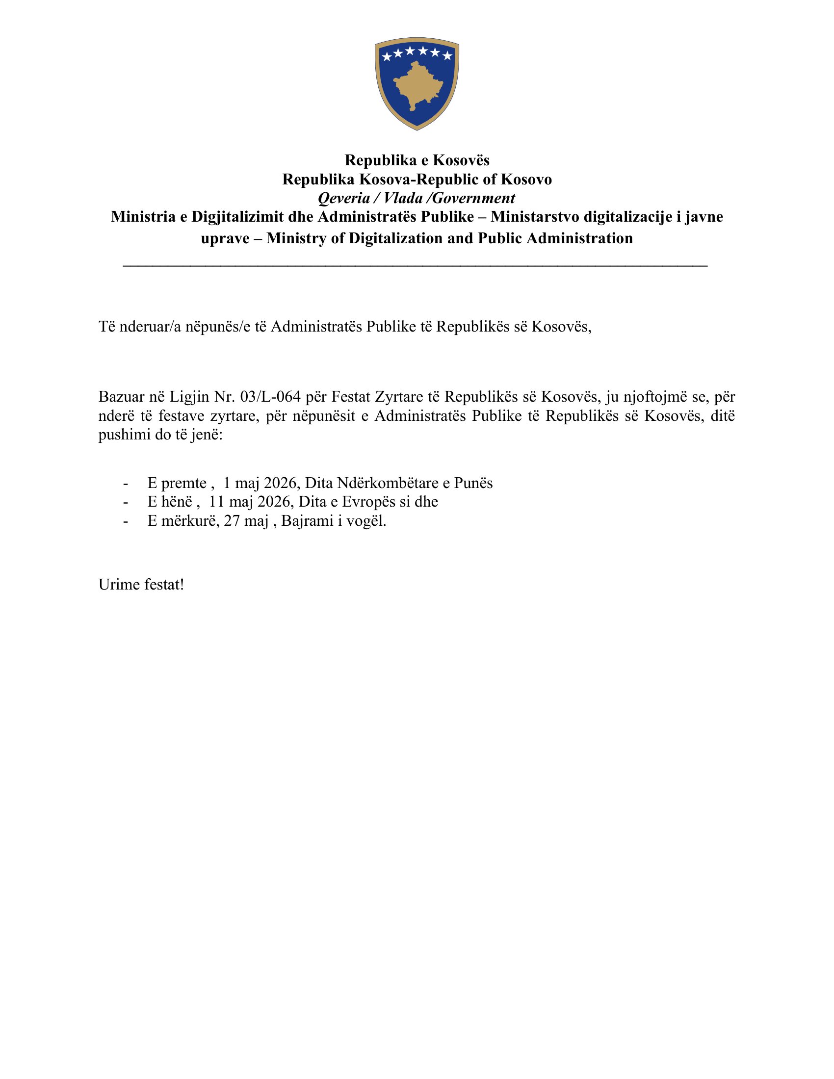 Kosova Cumhuriyeti Kamu İdaresi çalışanları,